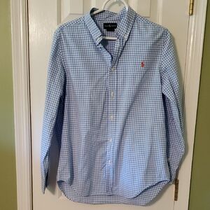 Ralph Lauren Blue Casual Button Down Shirt with Checkered Pattern